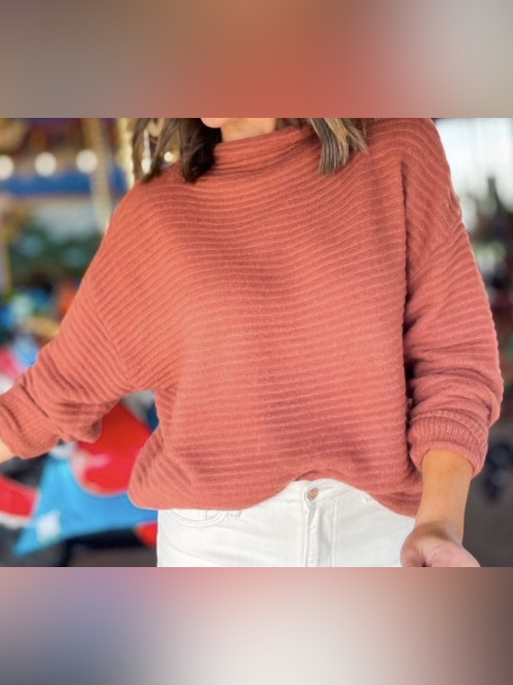 BE COOL Ribbed Turtleneck Sweater - Rust